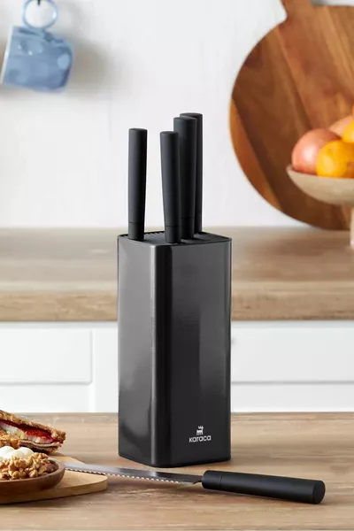 Grammy Black 6-Piece Knife Set with Stand