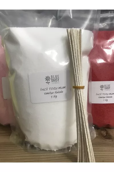 1 Kg di Cera Inci in Polvere (Con Ø cm stoppino) Candela Bianca Profumata alla Vaniglia, Candela in Sabbia, Candela Profumata