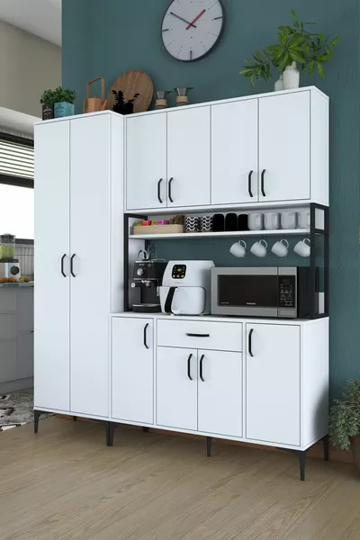 خزانة راني متعددة الاستخدامات بباب ودرج واحد لخزانة المطبخ البيضاء