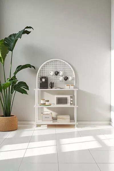 Çevir Kur White Shelf Coffee Corner Cabinet | Kitchen Organizer, Stand, **