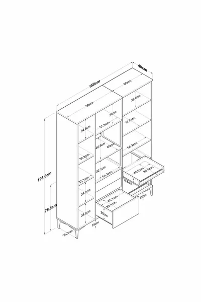 Rani Multifunctionele Kast 4 Deuren 3 Lades Bijkeuken Keukenkast Wit