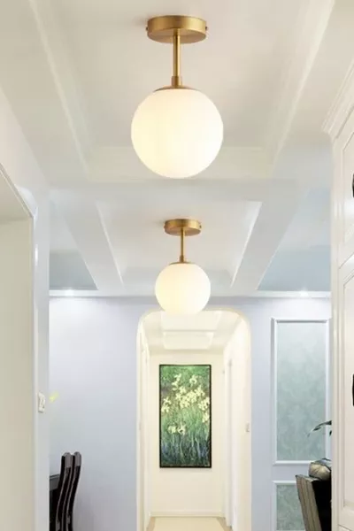 ثريا لورين تكلي عتيق اللون مع زجاج أبيض للمطبخ والممر والشرفة والردهة