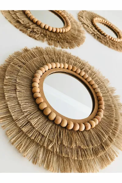 Design Straw Jute Wall Mirror Console Mirror Decorative Mirror