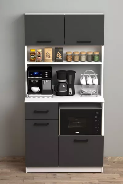 Сив шкаф за кафе ъгъл Mocha с много функции