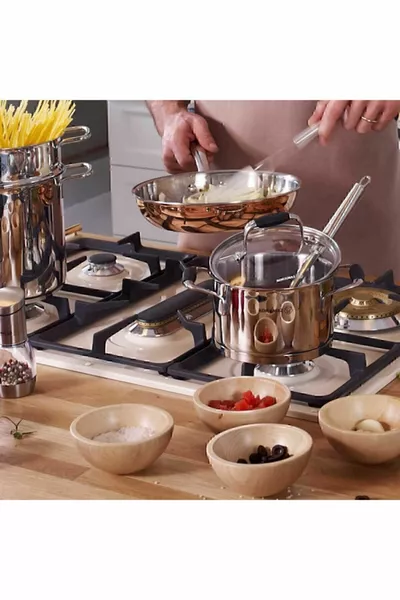 Flora 8-teiliges schwarzes Topfset