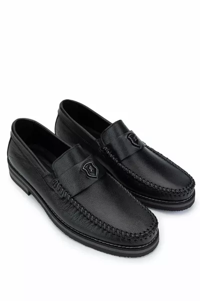 الرجال جلد طبيعي أسود الجلود أحذية المتسكع