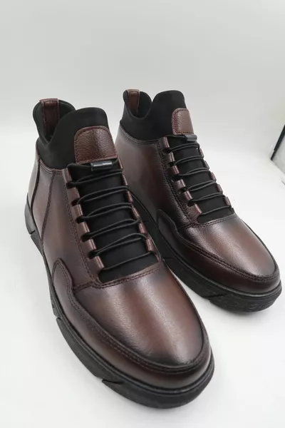 الرجال جلد طبيعي عدم الانزلاق وحيد أحذية الفراء مقاومة للبرد داخل