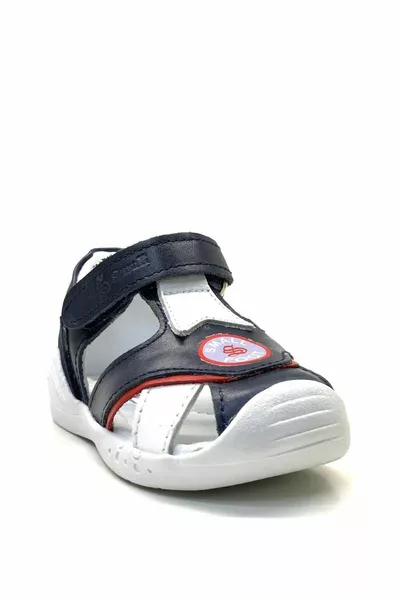  Ortopedico % Vera Pelle Baby Boy Blu Navy Primo Passo Scarpe