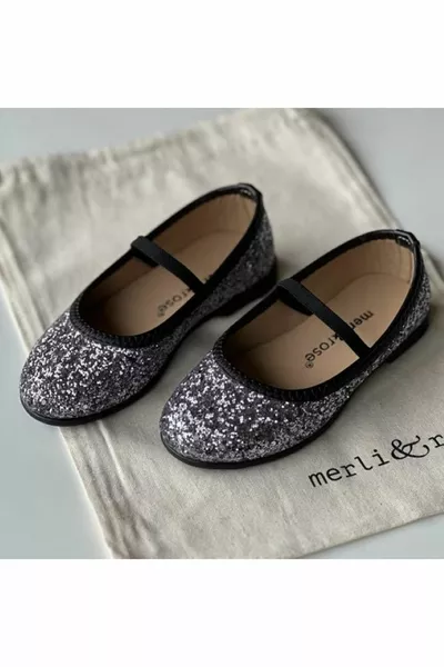 BALLERINAS AUS GLAS CRACK SILVER FÜR MÄDCHEN (LEICHT WEITES MUSTER)