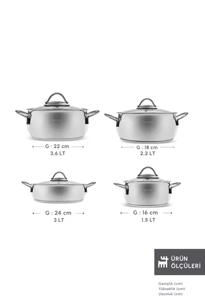 Urla 8-Piece Induction-Based Steel Cookware Set
