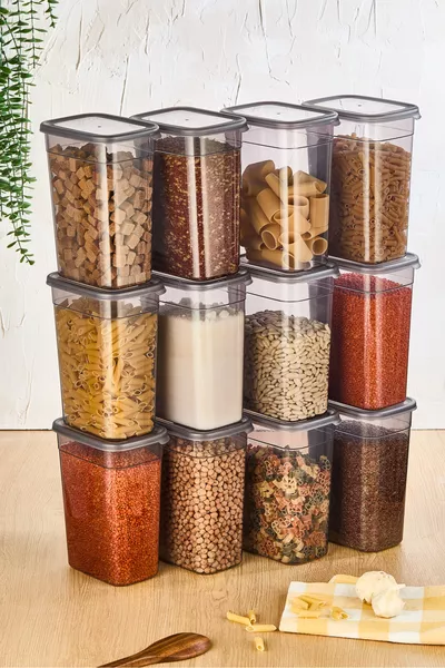 Lot de  boîtes de rangement rectangulaires pour provisions 2,2 L Anthracite 