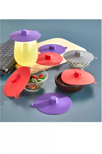6 Silicone Vacuum Bowl Lids Airtight Breakfast Container Lid Cup Cover  cm