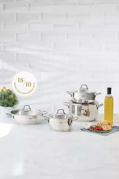 Silver Classic 8-Piece Stainless Steel Cookware Set