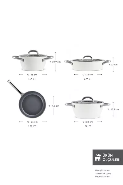 طقم قدور ومقلاة من 7 قطع مع مقابض معدنية من كريستال سويسري من Refika