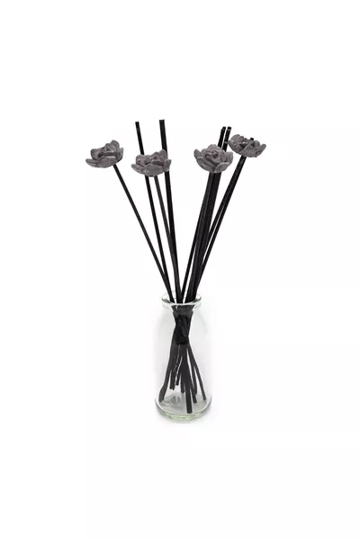 -Piece Black Synthetic Cane Set with Flower Stones