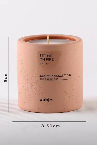 Bougie parfumée Cannelle & Pomme, Bougie décorative en béton, Mèche unique en forme verticale