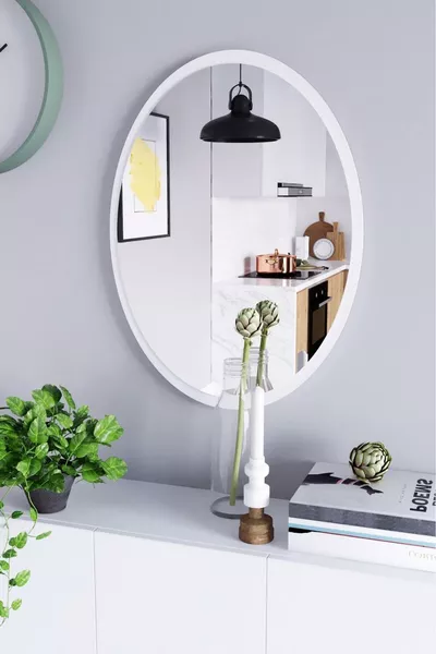 Mirror  Cm Oval White Entrance Hall Corridor Living Room Kitchen Bathroom WC Makeup