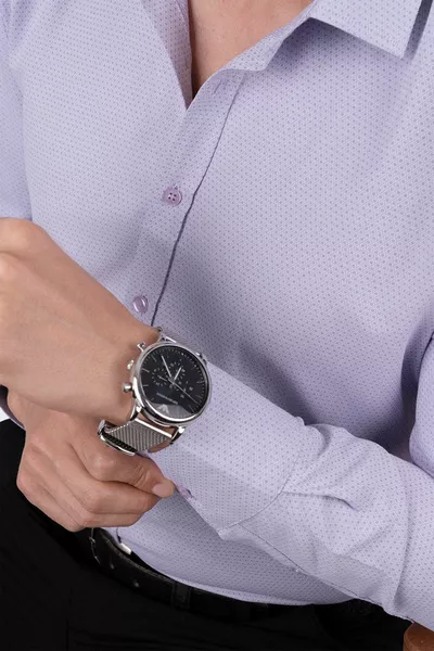 Lilac Checkered Slim Fit Men's Shirt