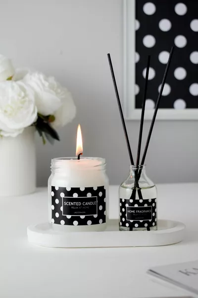 Polka-dot Bloemengeuren Serie Geur & Kaars Set