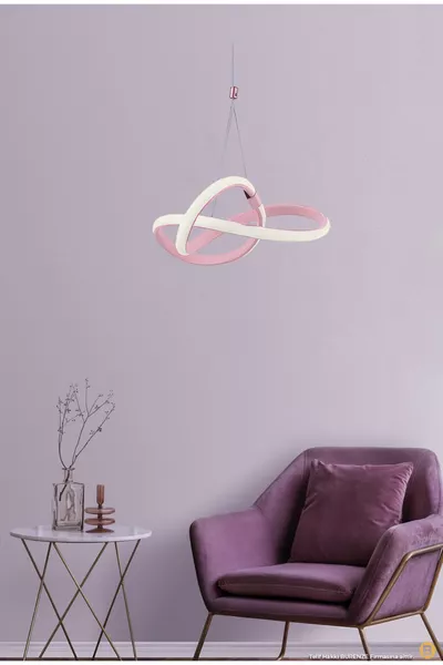 ثريا معلقة حديثة بمصباح ليد فردي، لون وردي وأبيض، مناسبة لغرفة الأطفال