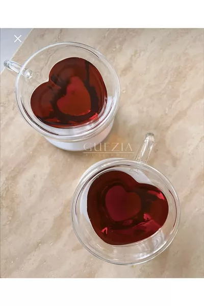 2-Piece Set Double-Layer Heart Mug