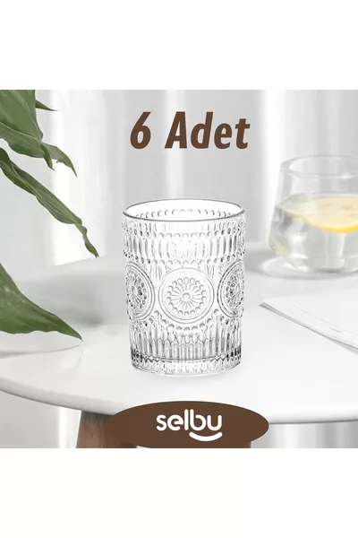 Sunflower Pattern 6-Piece Glass Cup Set | Stylish Design for Beverages and Water | Popular Glass Set