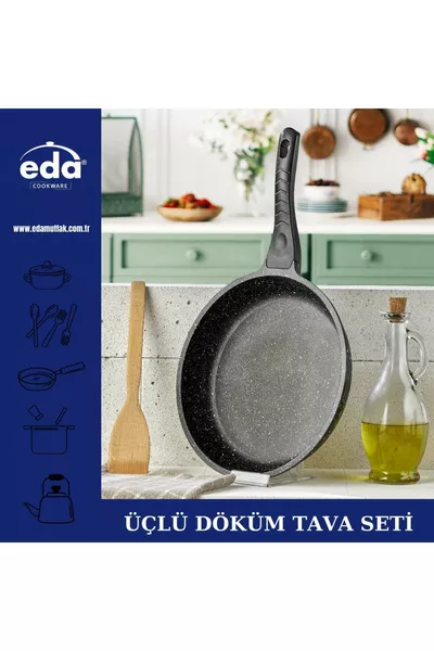 Drie-delige Gietijzeren Pan Set //