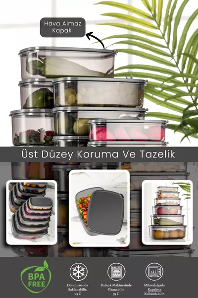 Комплект от 6 прозрачни правоъгълни кутии за съхранение Sweet