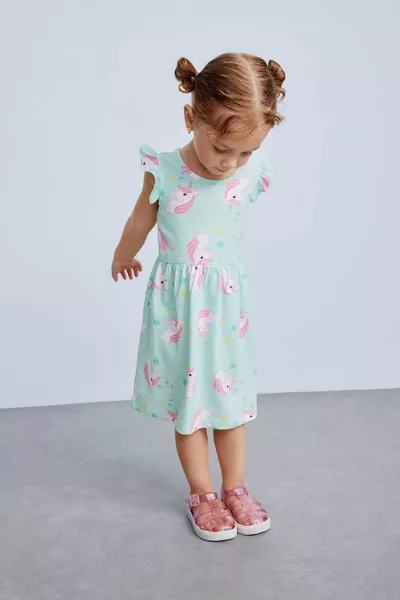 Baby Girl Patterned Short Sleeve Dress SM