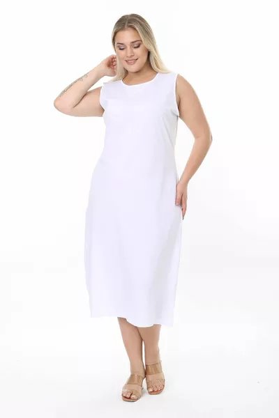 Plus Size Sleeveless Long Dress with Lining, Petticoat, Jumpsuit 2-Piece Set