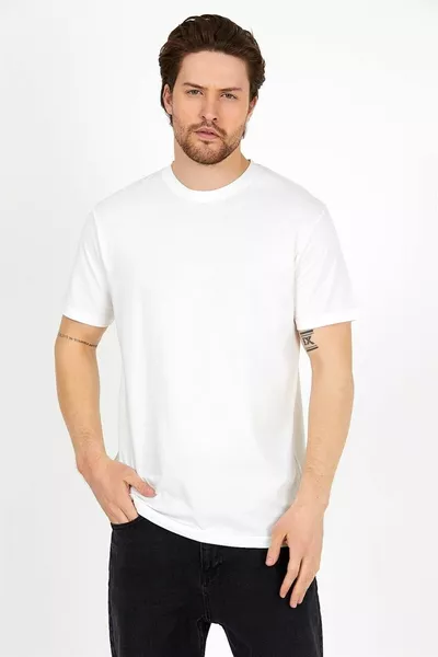 T-shirt homme en coton blanc, coupe régulière