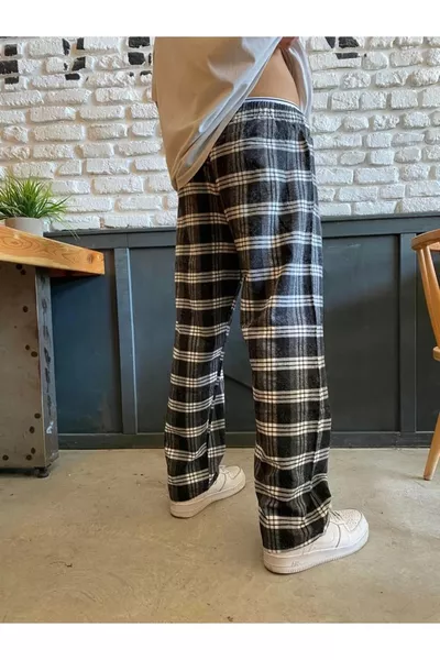 Unisex пижама и спортен екип Harajuku с черно-бял каре мотив