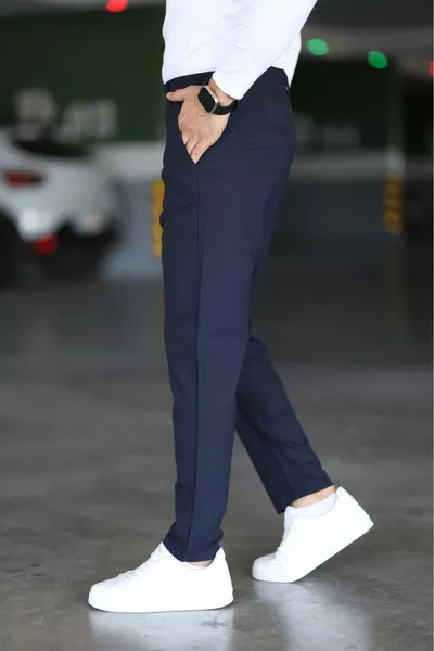 Men's Navy Blue Italian Cut Slim Fit Quality Fabric Pants