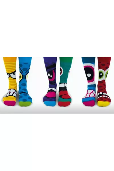 6-Pack Socks with Striped Pattern, Fun Cartoon Design, Multicolored, Unisex Socks for Men and Women