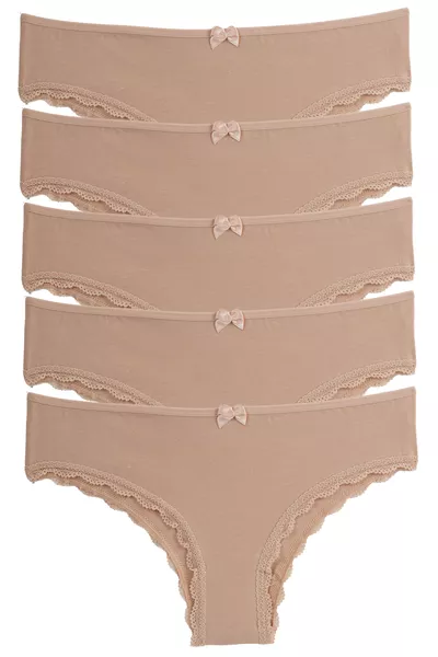Женские трусы, набор 5 шт., бразильские, телесного цвета