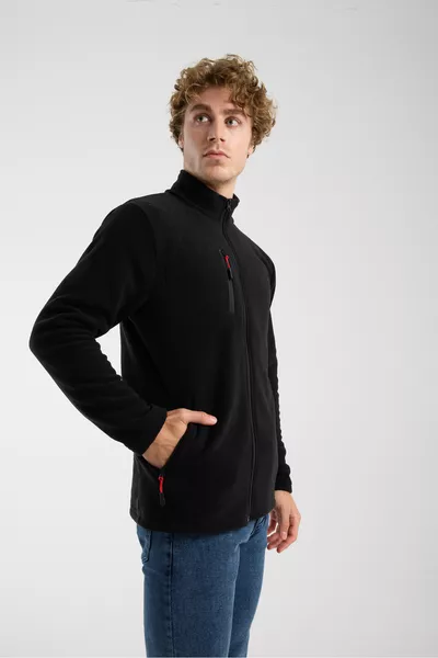 جاكيت بولار يونيسكس بسحاب كامل وثلاثة جيوب