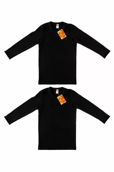 Boys' Black 2-Pack Thermal Long Sleeve Shirt 