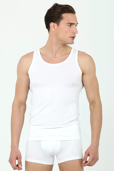 قميص داخلي قطني ناعم من D'S % قطن، طقم من قطعتين، أبيض