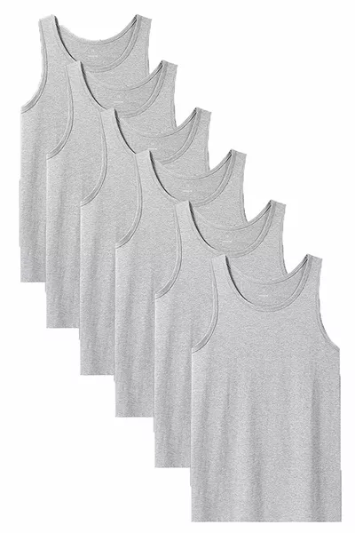 Débardeur 6 pièces à bretelles pour hommes Débardeur gris pour hommes Débardeur en lycra peigné en coton pour hommes