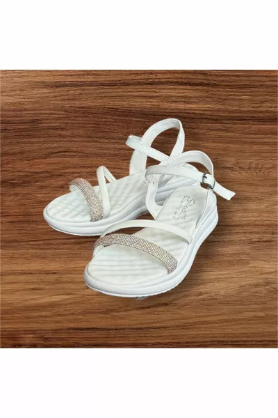 Шелковые женские сандалии с ортопедической подошвой из белого камня