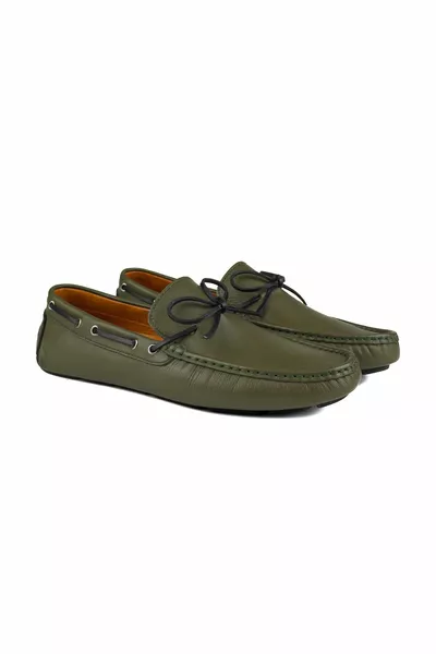 Green Genuine Leather Men's Loafer Shoes YD
