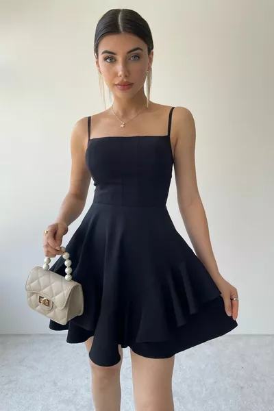 المرأة رقيقة حزام تنورة أضعاف مفصلة غير متناظرة قطع أسود مساء اللباس التخرج اللباس 