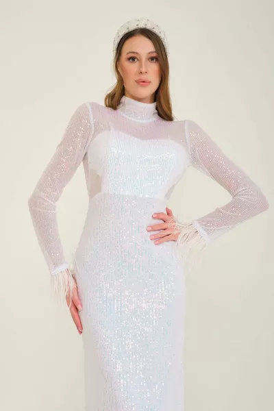 فستان الزفاف الأبيض فستان الخطوبة وعد اللباس في الهواء الطلق اللباس بعد الحفلة مساء اللباس