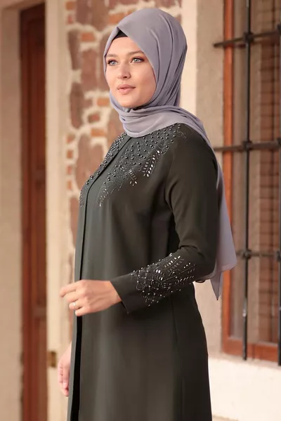 Spring Hijab Evening Dress Khaki