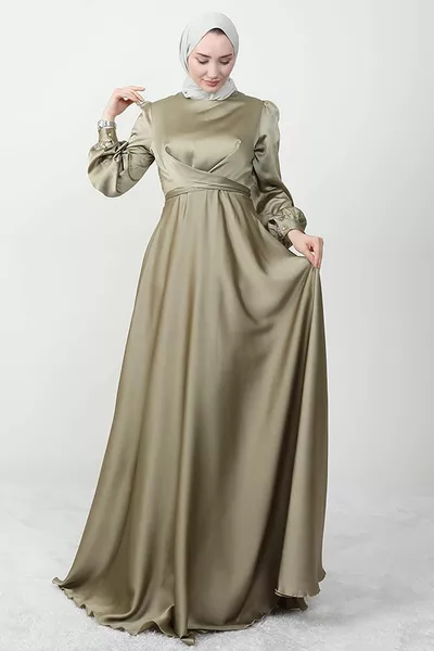 الصليب حزام مساء اللباس الأخضر الناعم