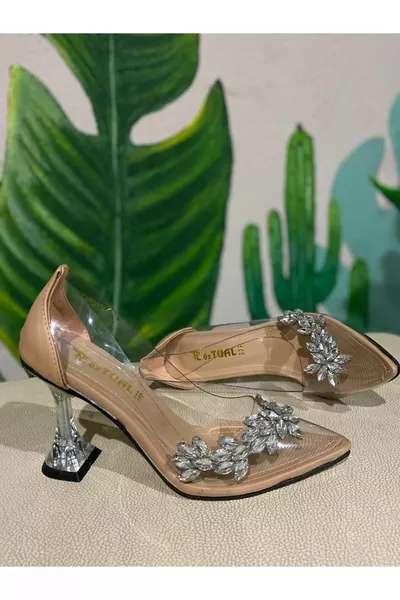 Chaussures de soirée Champagne Heel Flower Stone