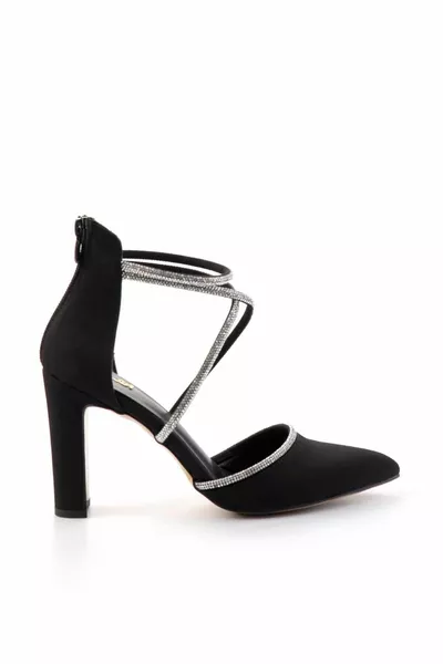 ماتي الأسود الساتان المرأة مساء اللباس أحذية 