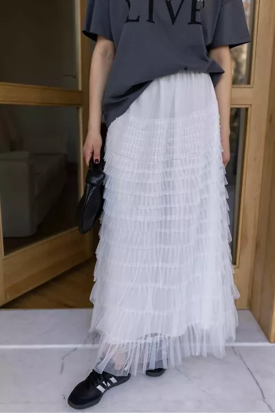 Юбка-пачка на эластичной подкладке с талией Ecru