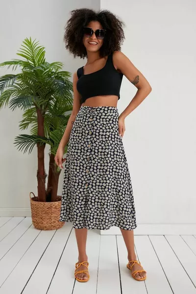 Asur Boutique Damenrock aus elastischem Taillenrock aus Viskosegewebe