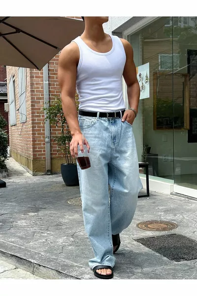 Débardeur caraco slimfit blanc pour homme Débardeur